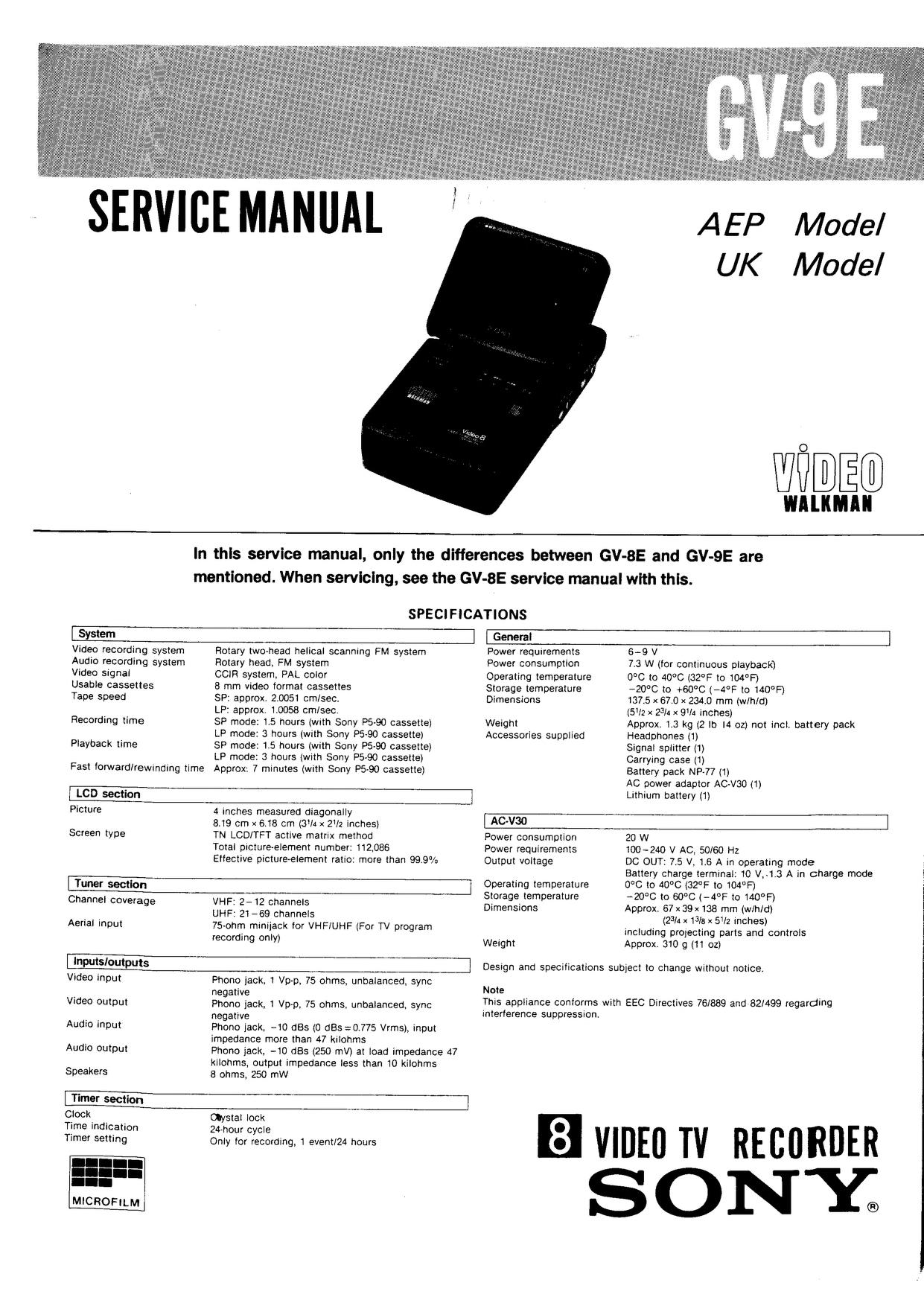 Manual: GV9E SM SONY : Free Download, Borrow, and Streaming